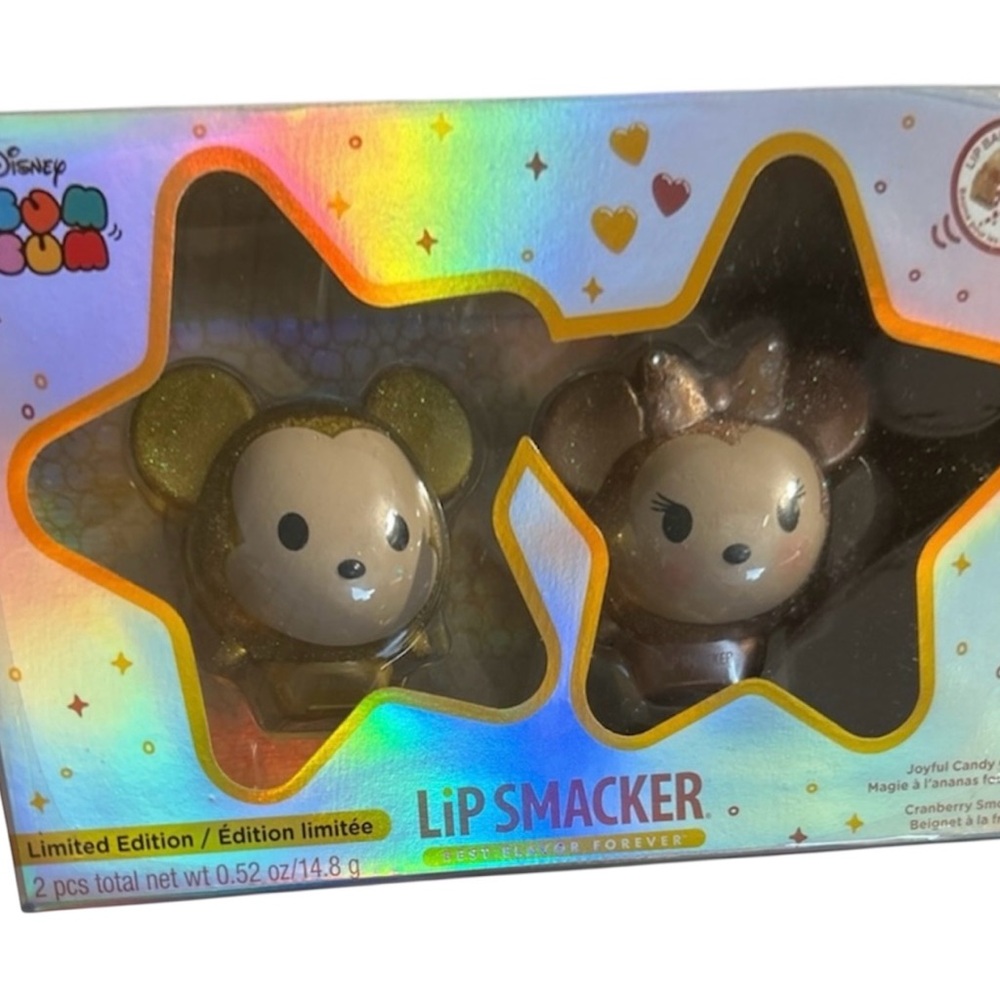 New Sealed Package! Disney Tsum Tsum Lip Smacker Set - Gold and Brown